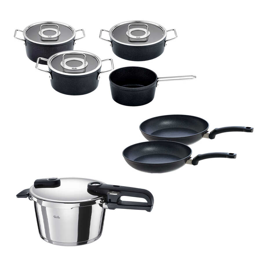 Fissler Vitaquick Edition 4,5 Litre Düdüklü Tencere + Adamant Tencere ve Tava Seti