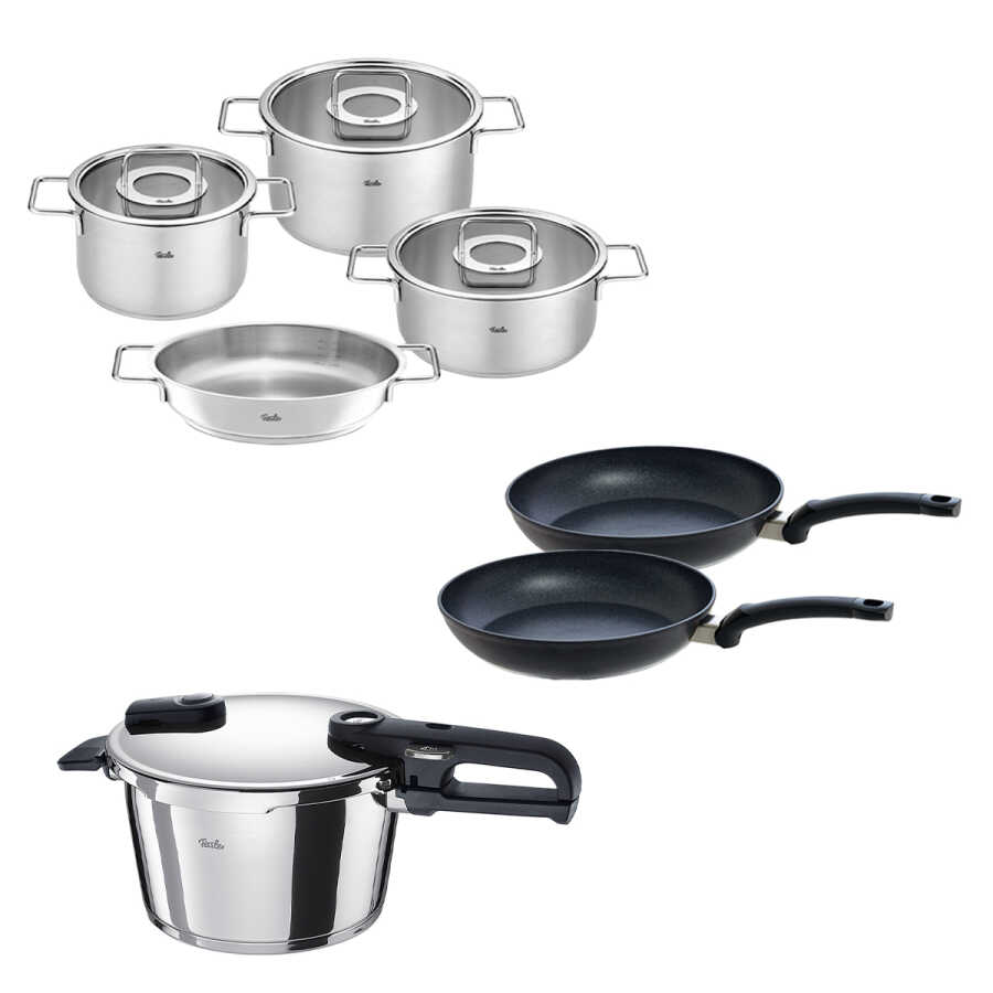 Fissler Vitaquick Edition 4,5 Litre Düdüklü Tencere + Pure Collection Tencere ve Tava Seti