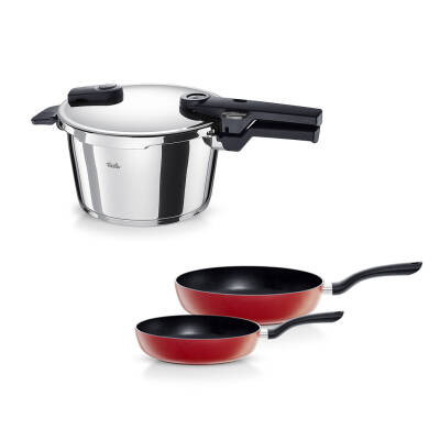 Fissler Vitaquick Glossy 4,5 Litre Düdüklü Tencere + Kırmızı Cenit Tava Set - 1